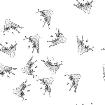 Seamless pattern wave water splash sketch hand drawn Stock Illustration