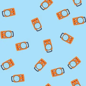 Seamless pattern waveform oscillograph cartoon vector Stock Illustration