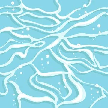 Seamless pattern of waves and foam in water, foam shadows, depth and azure... Stock Illustration