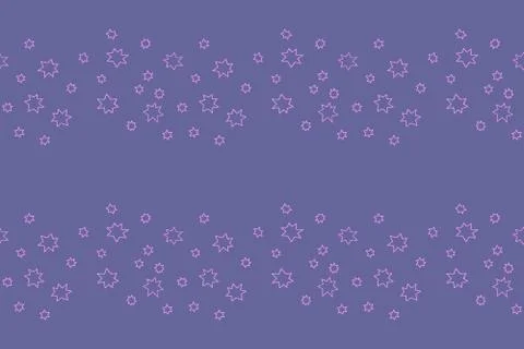 Seamless pattern with waves of contour pink stars on blue background. Vector  Illustrazione stock