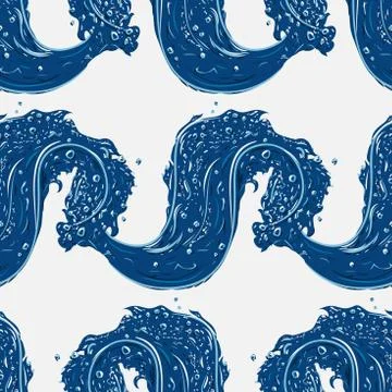Seamless pattern with waves of splashing water. Stock Illustration