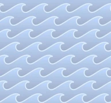Seamless pattern with waves, stylized water waves ornament, light blue vector Illustrazione stock