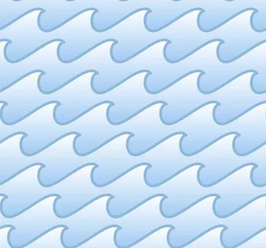 Seamless pattern with waves, stylized water waves ornament, light blue vector Stock Illustration