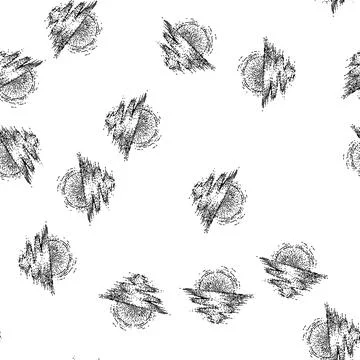 Seamless pattern waves sunset sea sketch hand drawn Stock Illustration