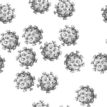 Seamless pattern waves virus sketch hand drawn Stock Illustration