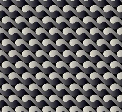 Seamless pattern with waves yin yang black white JPG Illustrazione stock