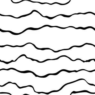 Seamless pattern with wavy black lines. Geometric seamless pattern. Vector Stock Illustration