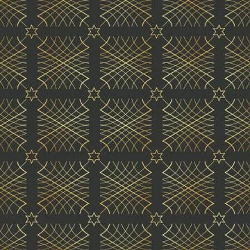 Seamless pattern of wavy golden lines. Geometric wallpaper. Unusual lattice. Illustrazione stock