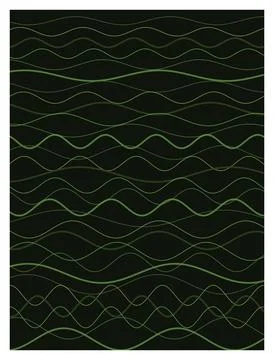 Seamless pattern with wavy green lines on a dark background for modern design Stock Illustration