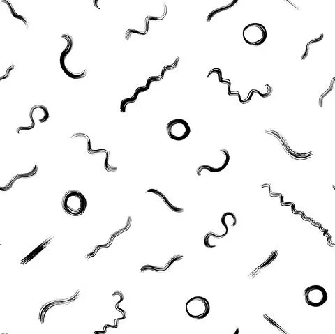 Seamless pattern with wavy lines and circles Stock Illustration