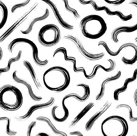 Seamless pattern with wavy lines and circles イラスト素材