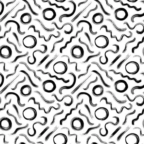Seamless pattern with wavy lines and circles イラスト素材