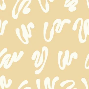 Seamless pattern with wavy lines, doodles, loops, abstract beige and white Stock Illustration