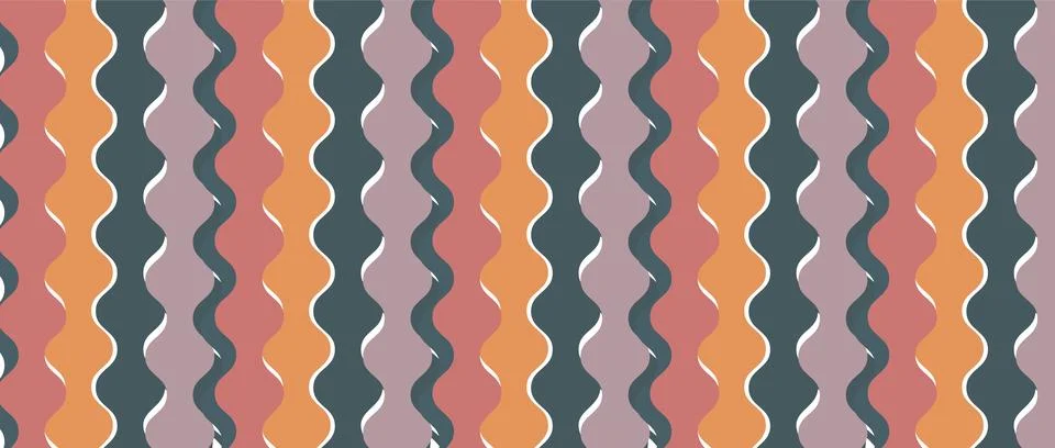 Seamless pattern with wavy lines in retro style. Vector illustration. イラスト素材