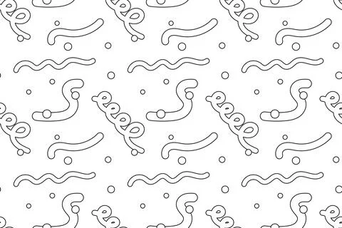 Seamless pattern with wavy lines, swirls, and dots for coloring pages Stock Illustration