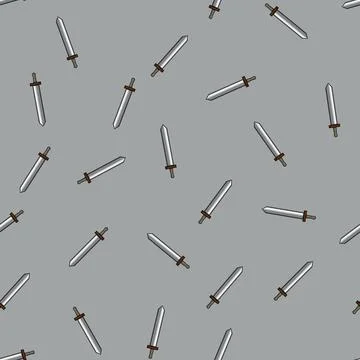 Seamless pattern weapon viking sword cartoon vector Stock Illustration