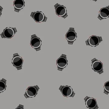 Seamless pattern wearable smart watch cartoon vector Stock Illustration
