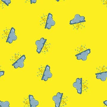 Seamless pattern Weather forecast showing storm and thunderstorm warning Stock Illustration