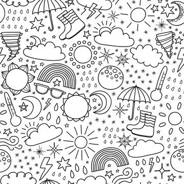 Seamless pattern with weather items. Stock Illustration