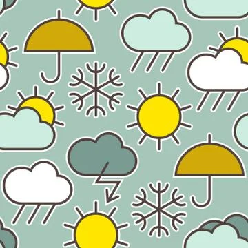 Seamless pattern of weather symbols Stock Illustration