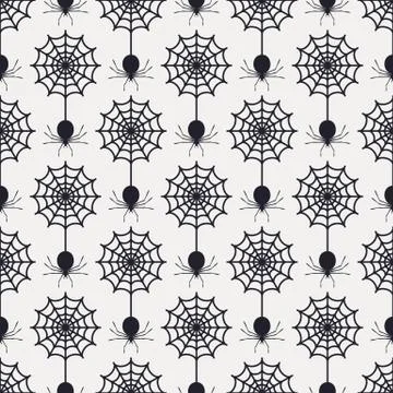 Seamless pattern with web and spiders Stock Illustration