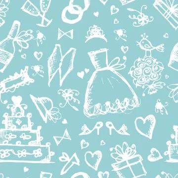 Seamless pattern with wedding design elements Stock Illustration