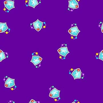 Seamless pattern wellness vitamin shield cartoon vector Ilustración de archivo
