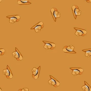 Seamless pattern western cowboy hat cartoon vector Stock Illustration