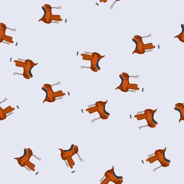 Seamless pattern western horse saddle displaying riding equipment and gear Stock Illustration