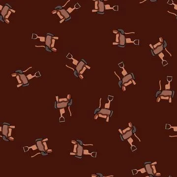 Seamless pattern western saddle cartoon vector Stock Illustration