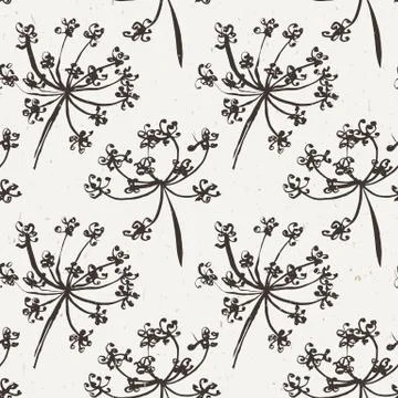 Seamless pattern with wet dandelion or milfoil flowers Stock Illustration