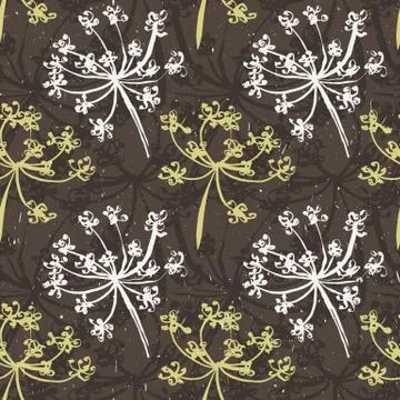 Seamless pattern with wet dandelion or milfoil flowers Stock Illustration