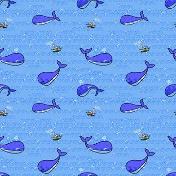 Seamless pattern with whales Stock Illustration