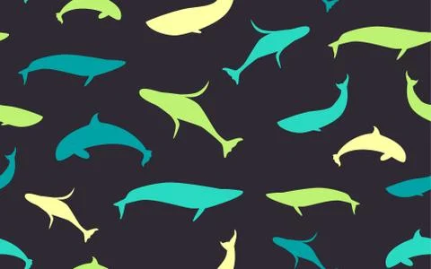 Seamless pattern whales Stock Illustration