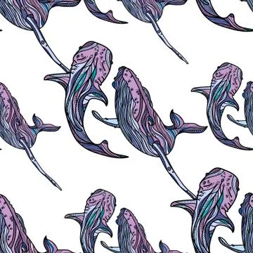 Seamless pattern with whales. Stock Illustration