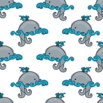Seamless pattern with whales. Stock Illustration