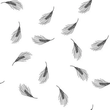 Seamless pattern wheat barley sketch hand drawn Stock Illustration