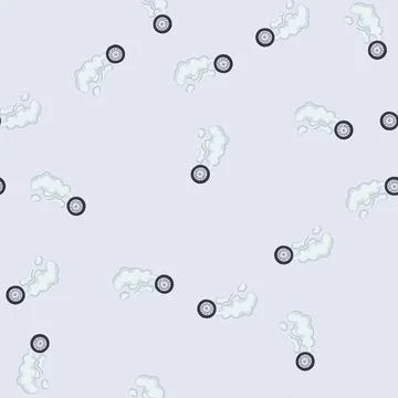 Seamless pattern wheel generating tire smoke effect icon Stock Illustration