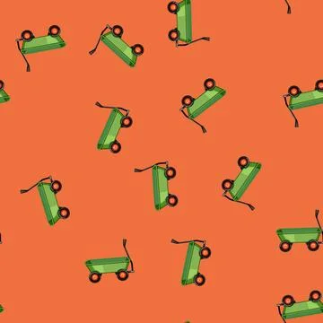 Seamless pattern wheel wheelbarrow cartoon vector Stock Illustration