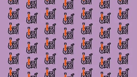 Seamless Pattern of Wheelchairs on a Purple Background. Stock Footage 325391483