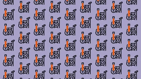 Seamless Pattern of Wheelchairs on a Purple Background. Stock Footage 325391486