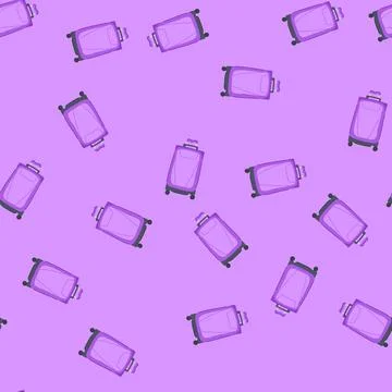 Seamless pattern wheels rolling luggage cartoon vector 库存插图