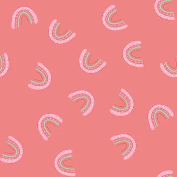 Seamless pattern whimsical baby boho rainbow cartoon vector Stock Illustration