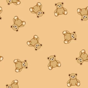 Seamless pattern whimsical stuffed animal toy cartoon vector Stock Illustration
