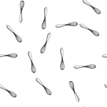 Seamless pattern Whisk kitchen utensil for baking and preparing food Stock Illustration