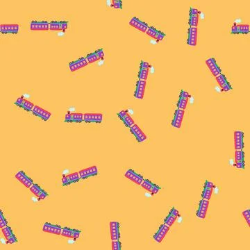Seamless pattern whistle train toy cartoon vector Stock Illustration