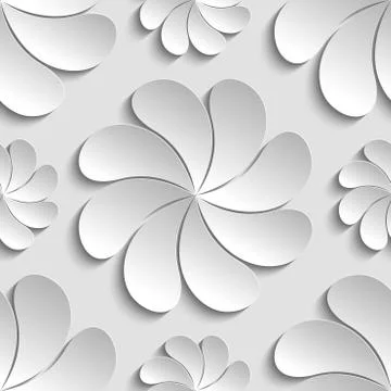Seamless pattern white 3d paper flower Stock Illustration