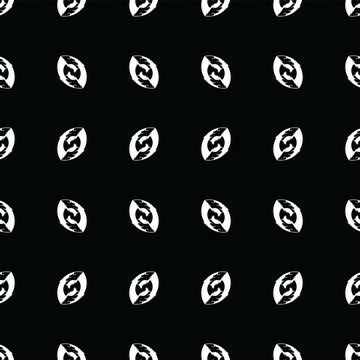 Seamless pattern with white abstract nut shape on black background Stock Illustration