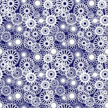 Seamless pattern with white abstract snowflakes Illustrazione stock