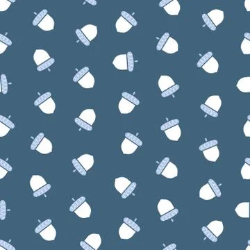 Seamless pattern with white acorns Stock Illustration